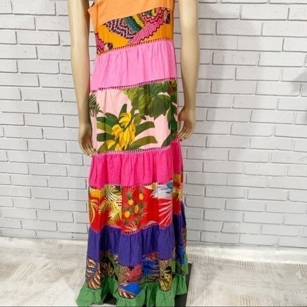 FARM Rio Multicolor Patchwork Maxi Dress - Yellow, Orange, Pink, Green, Purple - Picture 10 of 12